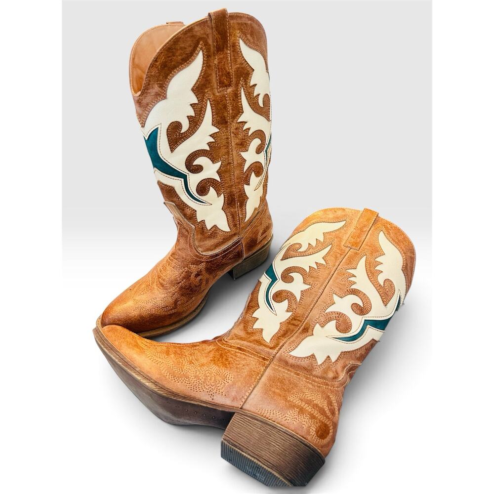 Matisse Stampede 2 Western Cowboy Boots Brown Turquoise Women’s 8.5